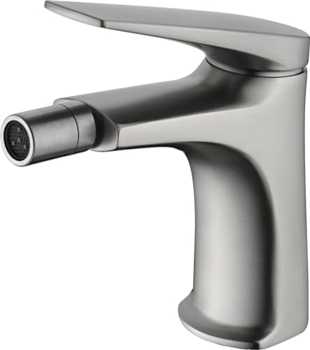 MICE - Grifo monomando para bidé fabricado en latón - Grifos WC apto para agua fria/caliente - Griferia de Bidet Acero Inox. Cepillado - BDD055-2AC