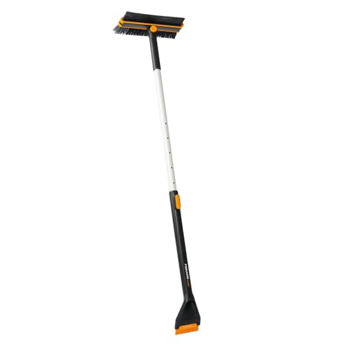 Fiskars X-Series Teleskop-Auto-Schneebürste und -Eiskratzer, 2 Bürsten-Zonen, Schaber mit Harter und weicher Kante, Drehbarer Kopf, 96-121 cm, Mit austauschbaren Teilen, 1078492 Fiskars X-Series Teleskop-Auto-Schneebürste und -Eiskratzer, 2 Bürsten-Zonen, Schaber mit Harter und weicher Kante, Drehbarer Kopf, 96-121 cm, Mit austauschbaren Teilen, 1078492