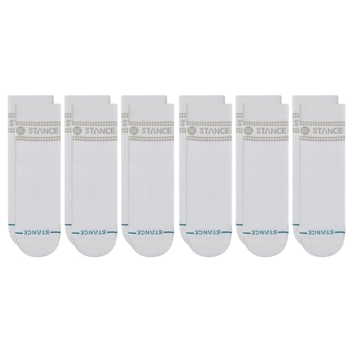 Stance Vital Quarter Sock 6-Pack for Men and Women, White,