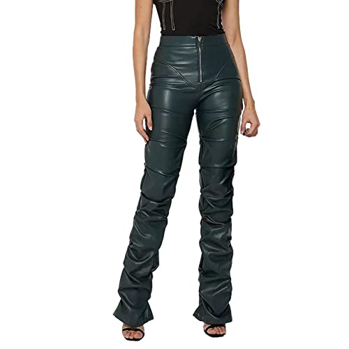 Leggings simili cuir push up et taille haute pour silhouette galbée - 2