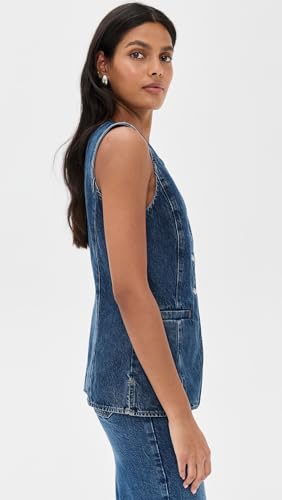 Madewell Women's Denim Crewneck Cutaway Vest in Greendale Wash4