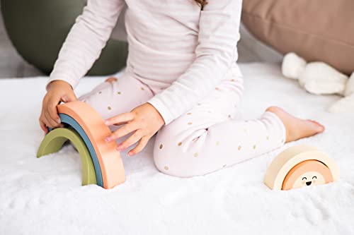 Image of Pearhead Wooden Arch Rainbow Stacking Toy, Montessori Baby Stacker | Neutral Rainbow Arches, Sorting And Balancing Play, Fine Motor Practice, Nursery Decor, Baby Toddler Toys, Ages 12M+
