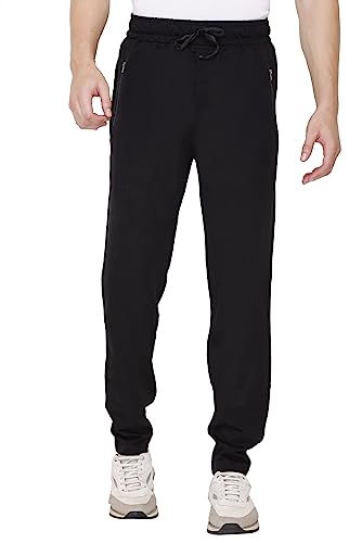 Image of Cotton Lowers for Men, Regular Fit, Zip Pocket, Night Pant, Joggers, Sports Trousers, Gym n Lounge Wear Track Pant for Boys Black XXL