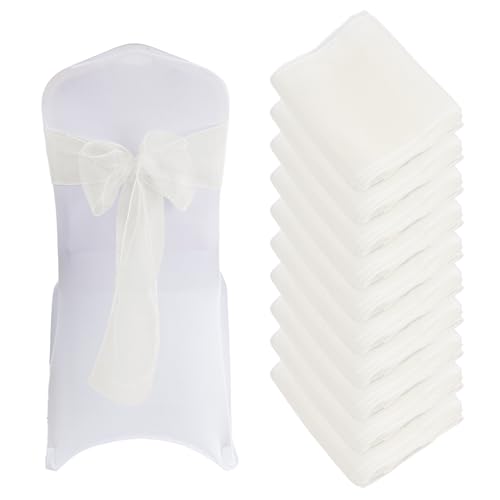 Anseom Lot de 10 Rubans en Organza Housse de Chaise, Nœuds de Chaise en Organza Rubans en Organza Housse de Chaise Écharpes de Chaise, Décoration pour...