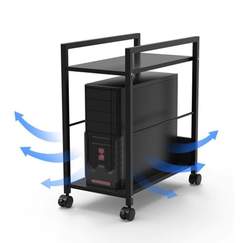 Soporte Torre PC de 2 niveles con ruedas bloqueables para oficina y hogar miniatura 5