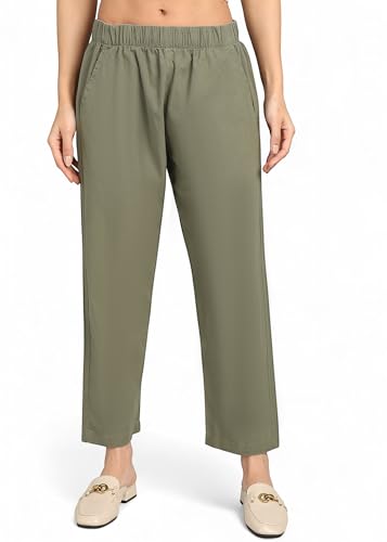 Image of Alan Jones Clothing Womens Mid Rise Cotton Relaxed Ankle Pants | 100% Cotton