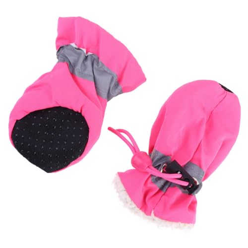 MAGICLULU Bottes pour Chiens en Peluche Rose Imperméables et Antidérapantes, 4 Pièces pour Protéger et Garder Les Pattes au Chaud Lors Course Sport