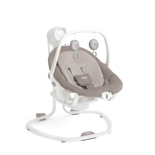 Joie Miso 2-in-1 Baby Swing & Rocker Dual Motion Swing & Portable Rocker with 6 Speed Settings Soothing Vibration and 3 Recline Positions Softglow Dimmable Light (Walnut)