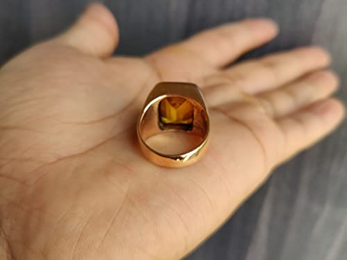 Mens Citrine Ring, Gemstone Signet Ring, 925 Solid Sterling Silver Ring, 22K Gold Fill, Handmade Jewelry, Yellow Citrine Gemstone, Statement Ring, Bohemian Ring, Gift Ring (925 Solid Silver, 11) #TOP1