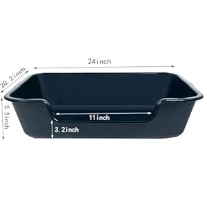 1 pack extra large dog litter box pan tray abs material low entry jumbo senior litter boxes for multiple kitten big cats pet safe indoor dog potty dark blue 24 l x 20 w  urban country home decor
