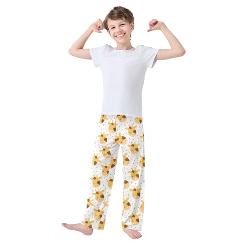 ZZXXB Lovely Giraffe Boys Long Pants Soft Trousers Elastic Waist Kids Lounge Bottoms with Pockets S-XL2