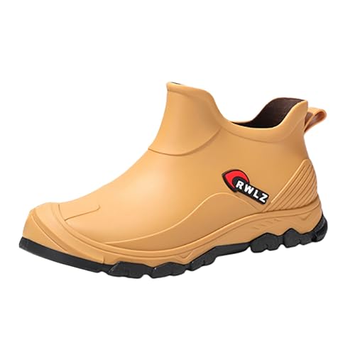 YKPAVV Zapatos de invierno para hombre 43 cuatro botas de lluvia antideslizantes de moda con manguera, botas de agua zapatos negros rojos para hombre, marrón, 43 EU