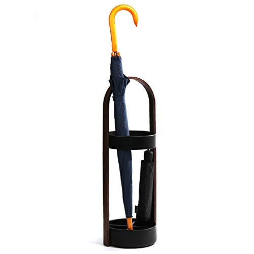Porte-parapluies sur pied marron solution anti-gouttes entrée couloir - 2