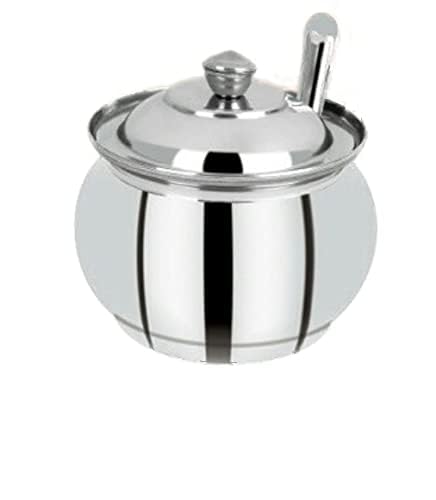 Image of YOZTI 150 ml Stainless Steel Ghee Pot, Ghee Pot with Spoon, Pickle Container, Oil Container for Kitchen & Dining, Silver