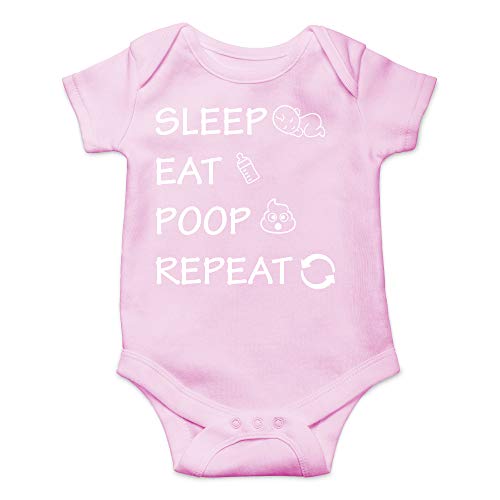 CBTwear Eat, Poop, Repeat - Baby Clothes - Funny Newborn Bodysuit Outfits for Boys and Girls (6 Months, Pink)