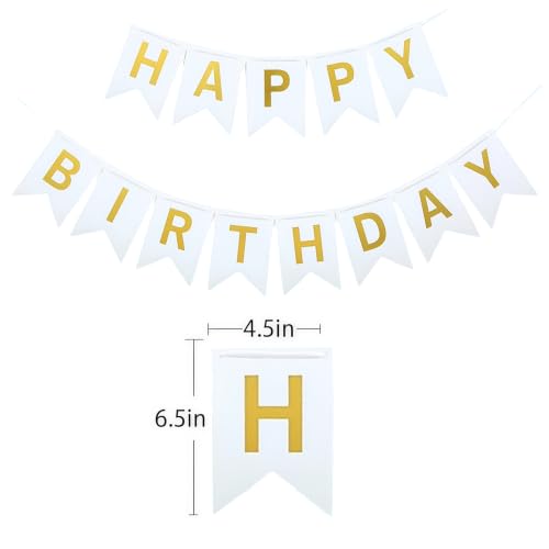 Image of Happy Birthday Banner Birthday Party Supplies (White 2)