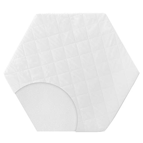 roba Laufgittermatratze 6 eckig - Matratze für Laufgitter / Laufstall hexagonal - Laufgittereinlage mit abnehmbarem Bezug - Weiß gesteppt