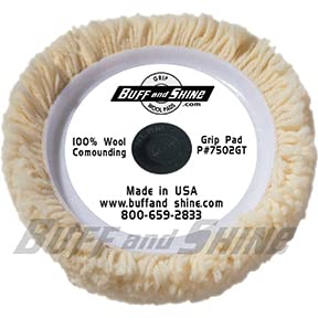 7.5" Dia. X 1.25" 100% 4-ply Twisted Wool Grip pad with a Centering tee Heavy Cutting pad