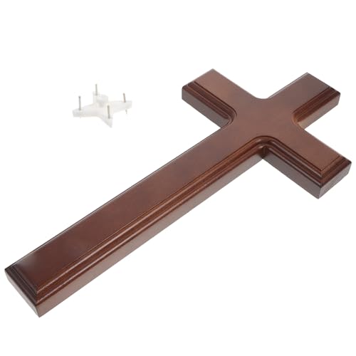 Cruz de madera natural artesanal SEWACC para decoración de pared cristiana