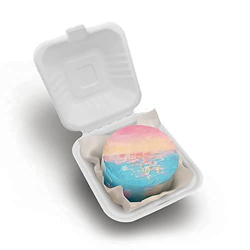 Bakery Hub 6 inch Square Bento Box for Mini Cakes/Mini Cakes Box/Lunch Box Cake Box for Home Bakers Lunch Box 6x6x4inch 100% Biodegradeable (Pack of 25)