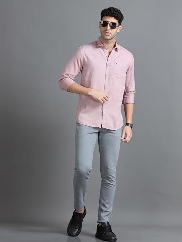 Image of COOL COLORS Men's Solid Slim Fit Casual Shirt | Breathable Soft Fabric | Spread Collar | Stylish Modern Comfort | Office, Party, Weekend Essential