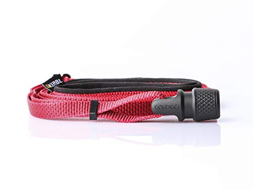 GOLEYGO Hundeleine Flat, Rot, Größe S 1,4-2m, Sicherer Magnetverschluss, Inkl. Adapter-Pin, Hundeleine für kleine Hunde bis 15kg, Maximale Belastung 100kg