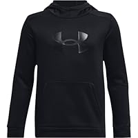 Under Armour boys Armour Fleece Big Logo Hoodie, (001) Black / / Black, X-Large