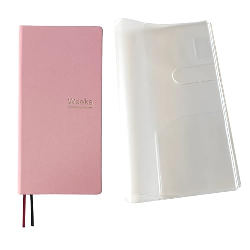 Undated Weekly Planner Notebook Pocket Organizer Appointment Book Journal Notebook A6 Week Plan Notepad (Pink with cover)