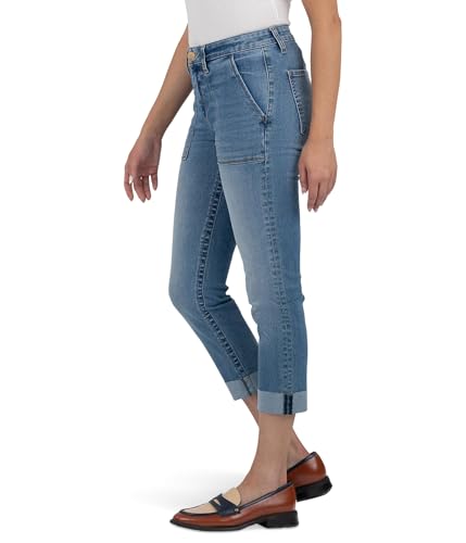 KUT from the Kloth Women's Stevie Crop Straight Leg with Pork Chop Pocket2