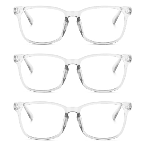 Image of Blue Light Blocking Computer Glasses for Men & Women, Square TR90 Lightweight Eyeglasses Frame, Anti Eye Strain UV Protection, Clear Lens for Gaming Office Reading