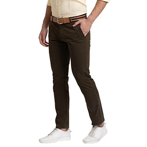 Image of Parx Men's Cotton Blend Rfd Pattern Low Rise Tapered Fit Flat Front Casual Trouser