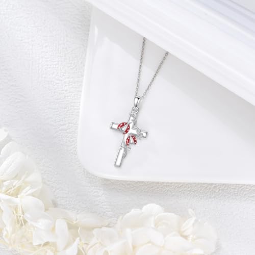 Image of RMREWY Cross Bee /ladybug /Butterfly /Dragonfly /Red Cardinal Necklace for Women 925 Sterling Silver Cross Pendant Necklace Animal Lovers Jewelry Christmas Gifts for Women Mother Grandma