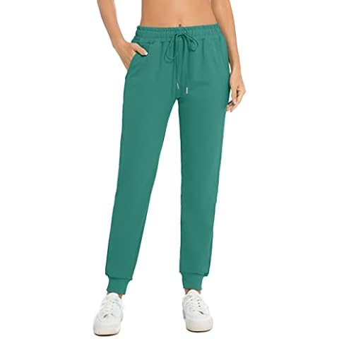 Custer's Night Sweatpants for Women Drawstring Waist Jogger Pants with Pockets Yoga Athletic Workout Lounge Casual Pants XS Green Cover