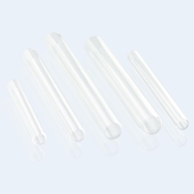 5er Set Reagenzgläser aus Quarzglas (Fused Quartz), Rundboden Quarzrohre mit offenem Ende, hochtemperaturbeständig, 3–114 ml(35ml/18**200mm)
