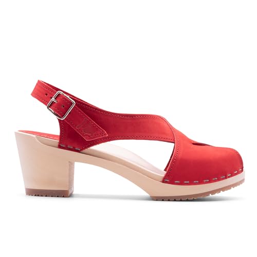 Sandgrens Handmade Swedish Wood Clogs for Women, High Heel Sandal | Morocco