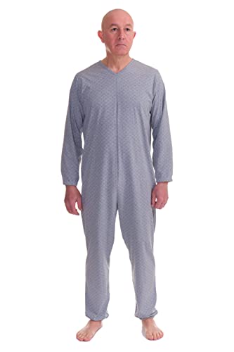 FERRUCCI COMFORT Pijama Tutón Sanitario Serenidad Manga Larga 1 Cremallera/Zip Detrás de la Espalda Veraniego (Mediano, Gris)