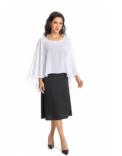 Image of Baoqiya Chiffon Capes Sheer Capelets Long Cape Poncho For Women Plus Size