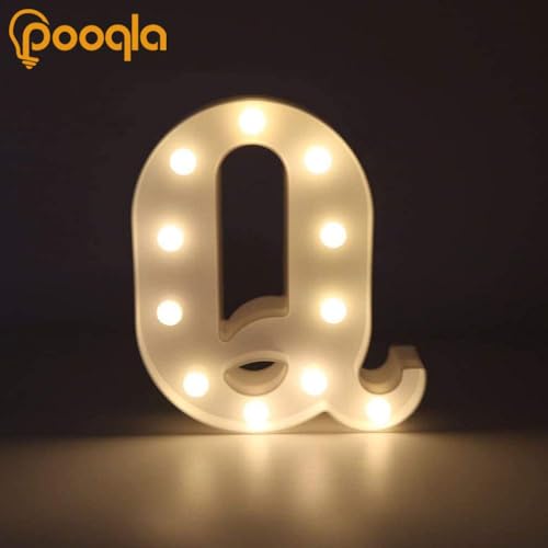 Image of Pooqla LED Marquee Letter Lights Sign, Light Up Alphabet Letter for Home Party Wedding Decoration Q