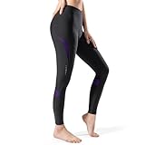 DIFOS Fahrradhose Damen Thermo Radlerhose gepolstert Winter Lange Radhose Elastische Reiter Leggings Radsport Tights(M,Schwarz/Violett)