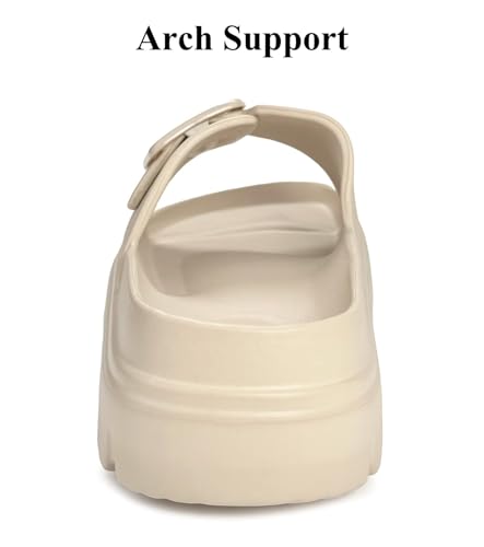 Image of Haifago Womens Platform Sandals with Arch Support, Summer Beach Slides with Adjustable Buckle, Comfort Lightweight Chunky Cushion Slip on Sandal