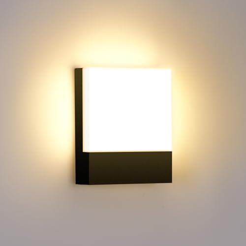 ledmo 15W Außenlampe Aussenleuchte Wand, Außenleuchten Wasserdicht IP65 Wandleuchte Außen Innen Wandlampe Außenwandleuchte schwarz, Warmweiß...