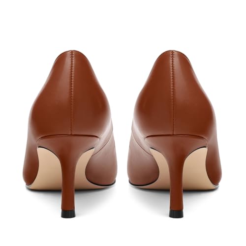 Image of Women Pointed Closed Toe 2.5 Inch Kitten Heel Slip On Pumps | Elegant Comfort Formal Dress Footwear, Versatile Ladies Shoes For Office Wedding Party Evening Daily Occasions