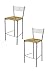 Tommychairs - Set 2 tabourets Elegance pour Cuisine, Bar et Salle à Manger, Robuste Structure en Acier peindré en Couleur Aluminium et Assise en Paille Vraie