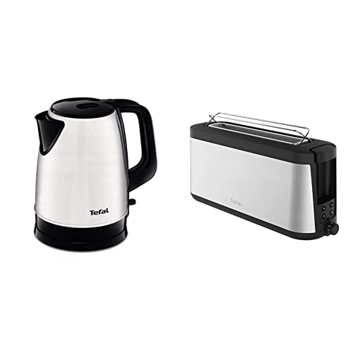 Tefal Element TL4308 Grille-pain à fente longue | 7 niveaux de brunissage | 1000 W & Bouilloire Inox 1,7L Bouilloire sans fil 1,7L Résistance cachée Filtre...