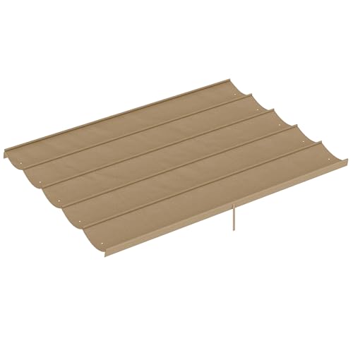 Outsunny Bâche d'ombrage rétractable pour pergola, 3,5 x 2,6 m, Tissu de Rechange pour Cadre de pergola de 4 x 3 m, Toit rétractable Uniquement, Brun Clair