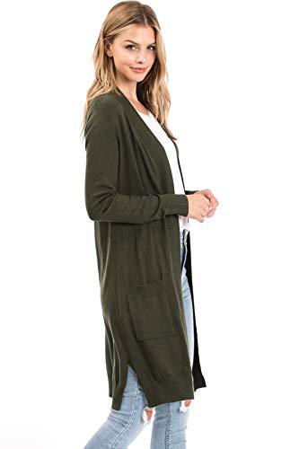 Image of Urban Look Women's Long Sleeve Classic Open Front Knit Long Cardigan