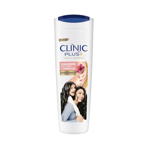 Image of Clinic Plus Strength & Smooth Shampoo, Fenugreek Protein + Hibiscus for Hair Strengthening and Smoother Hair, 355 ml
