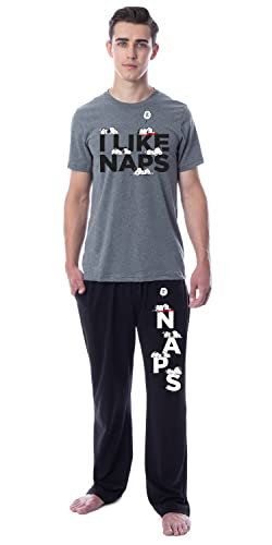 INTIMO Peanuts Mens' Snoopy I Like Naps Character Sleep Pajama Set Shirt Pants
