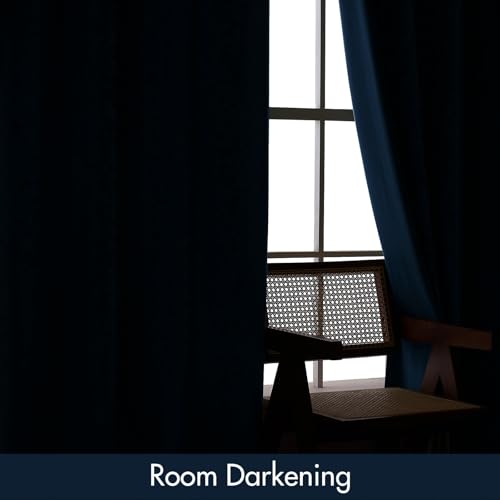Image of MIULEE Navy Blue Blackout Velvet Curtains Drapes 96 Inch Long 52 inchx96 inch