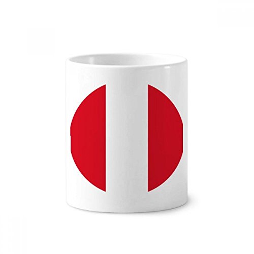 Mug en céramique drapeau du Pérou 350 ml blanc pour brosse à dents et crayons